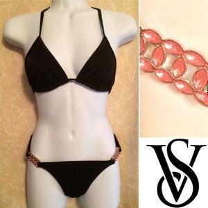 NWOT Victoria’s Secret Triangle Jeweled Black Bikini